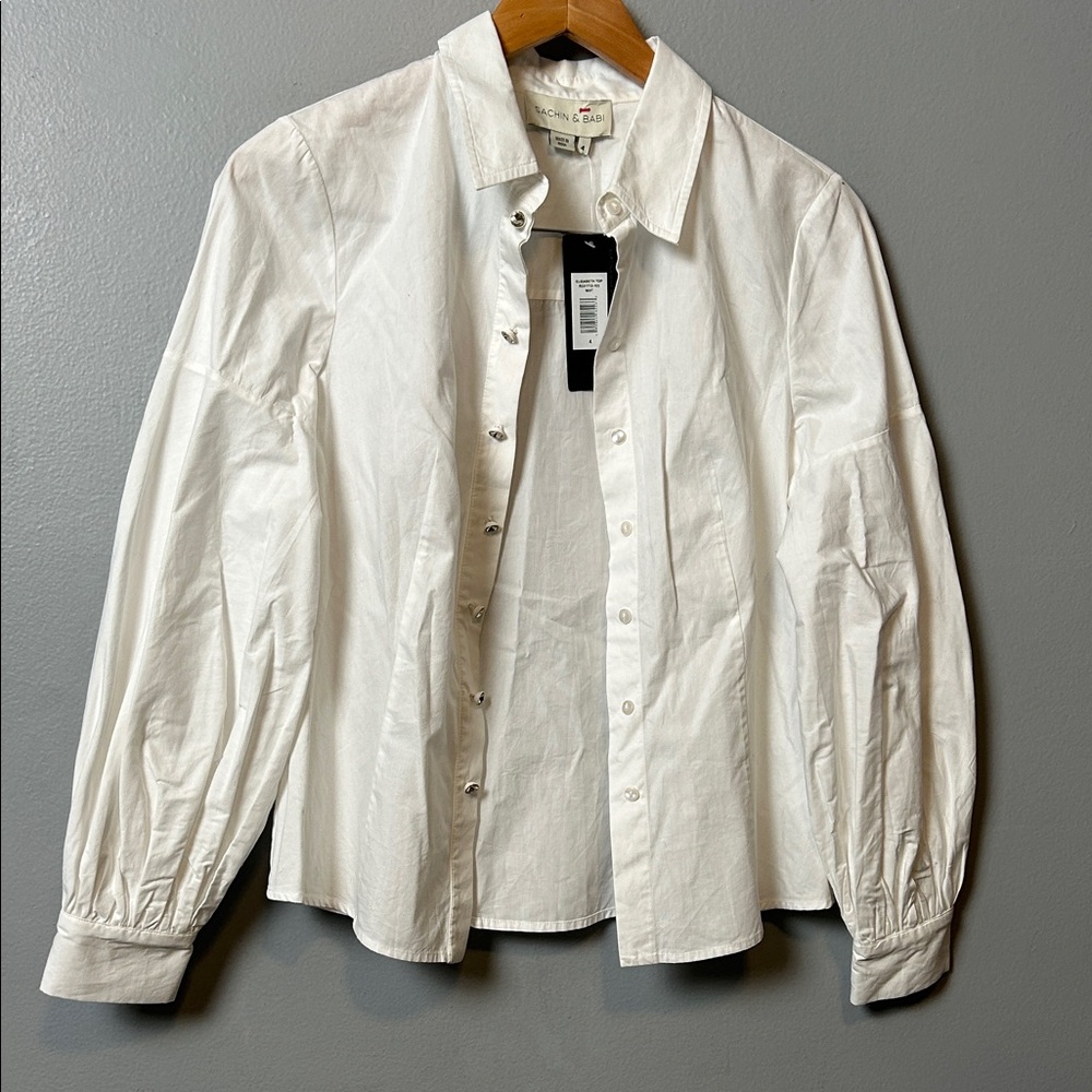 Sachin + Babi Elizabeth Top - White White Shirt Jacket size 4 - Picture 7 of 16